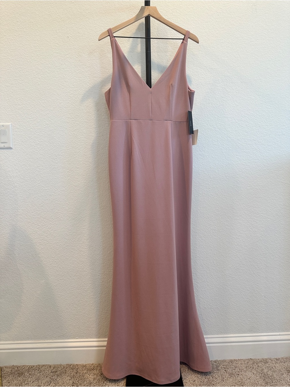 NWT Lulus Dusty Rose V-Neck Maxi Gown Low Back Formal Dress XL
